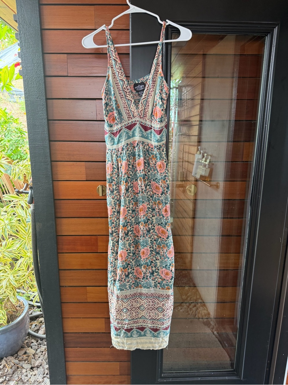 Angie Floral Maxi Dress - Green & Peach
